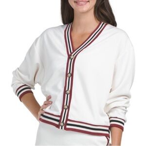 Women's White and Red Varsity Jacket